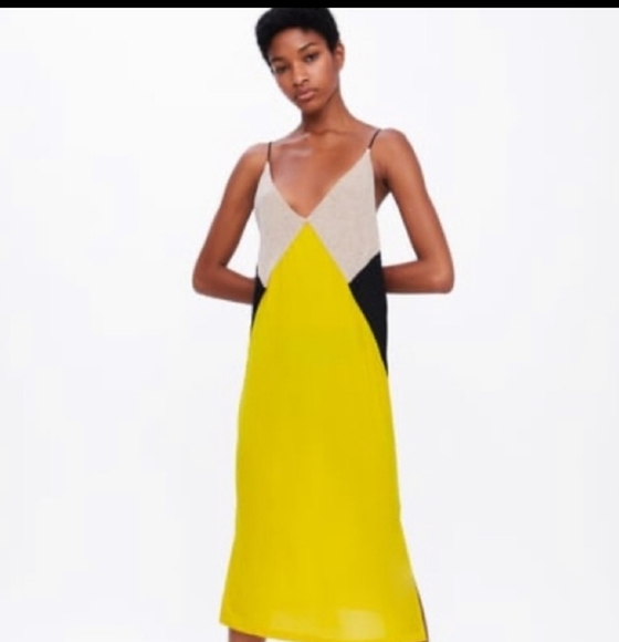COPY - Zara yellow block slip dress - Picture 1 of 7